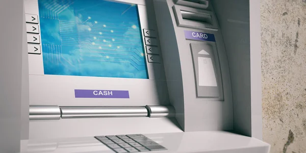 ATM stroj zblízka. 3D obrázek — Stock fotografie