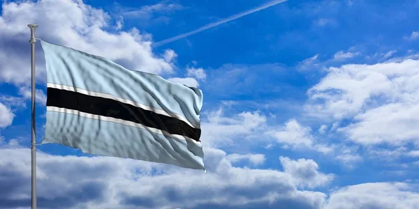 Botswana-flaggan på en blå himmel bakgrund. 3D illustration — Stockfoto