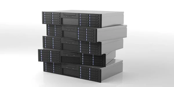 Počítač serveru paměťové jednotky na bílém pozadí. 3D obrázek — Stock fotografie