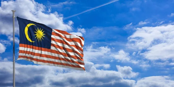Malasia ondeando bandera en el cielo azul. ilustración 3d —  Fotos de Stock