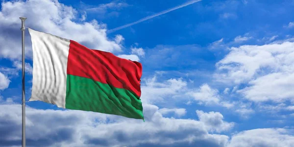 マダガスカルが青空に旗を振っています。3 d イラストレーション — ストック写真
