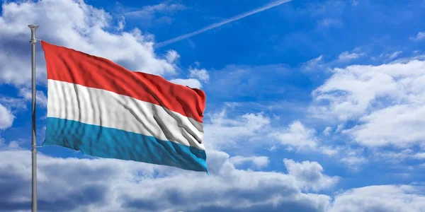Люксембург размахивает флагом на голубом небе. 3d иллюстрация — стоковое фото