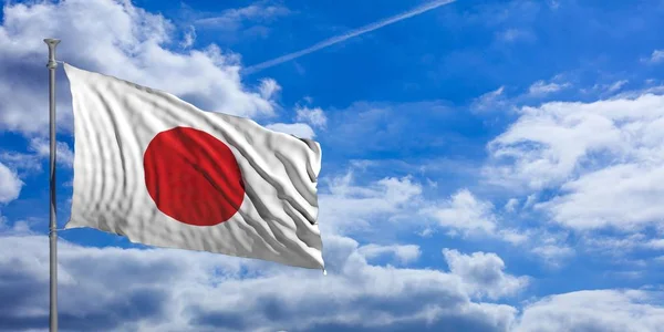 Japón ondeando bandera en el cielo azul. ilustración 3d —  Fotos de Stock