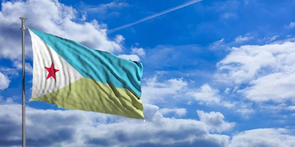 Джибути машет флагом на голубом небе. 3d иллюстрация — стоковое фото