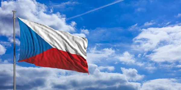 푸른 하늘에 깃발을 흔들며 체코 공화국입니다. 3 차원 일러스트 레이 션 — 스톡 사진