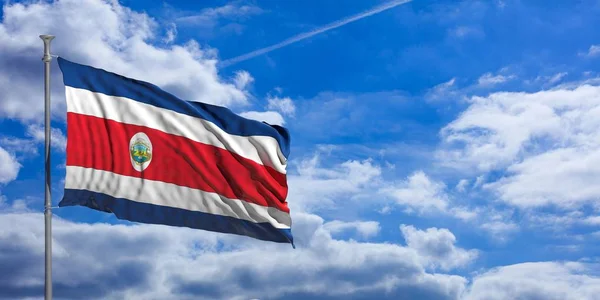 Costa Rica ondeando bandera en el cielo azul. ilustración 3d — Foto de Stock