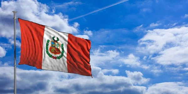 México ondeando bandera en el cielo azul. ilustración 3d — Foto de Stock