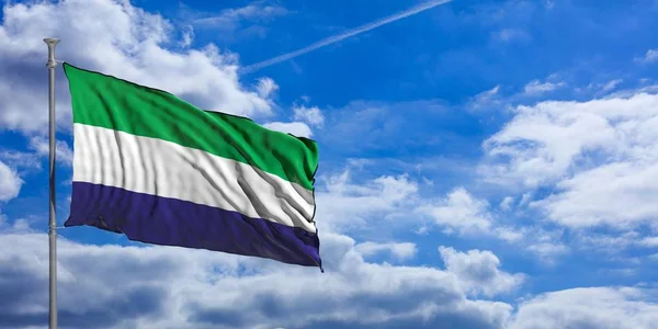 Sierra Leone schwenkt Flagge am blauen Himmel. 3D-Illustration — Stockfoto