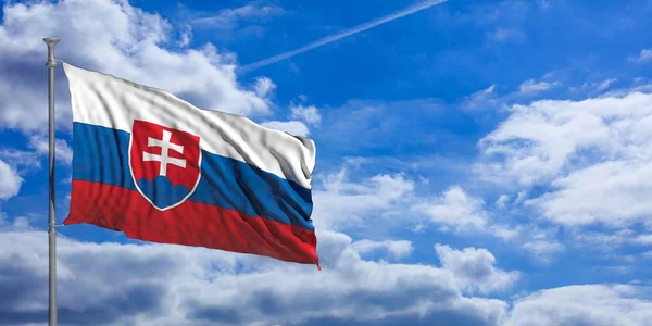 Словаччина, розмахуючи прапором Синє небо. 3D ілюстрація — стокове фото