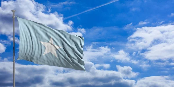 Сомали размахивает флагом на голубом небе. 3d иллюстрация — стоковое фото