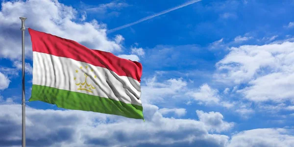 タジキスタンが青空に旗を振っています。3 d イラストレーション — ストック写真