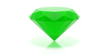 Beyaz zemin üzerine zümrüt taş. 3D çizim