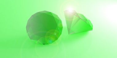 Zümrüt yeşil zemin üzerine. 3D çizim