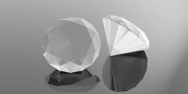 Gri izole elmaslar. 3D çizim