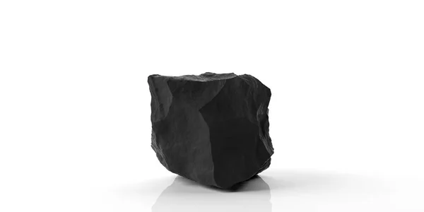 Roca de mármol negro sobre fondo blanco. ilustración 3d — Foto de Stock