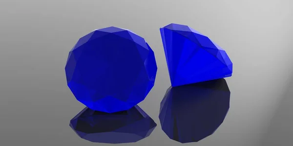 Piedras de zafiro aisladas sobre fondo azul. ilustración 3d — Foto de Stock