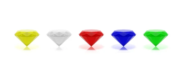 Variété de gemmes colorées sur fond blanc. Illustration 3d — Photo