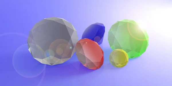 Variety of colored gems on blue background. 3d illustration — Stock Photo, Image