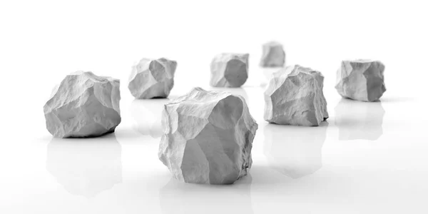 Pierres de marbre sur fond blanc. Illustration 3d — Photo