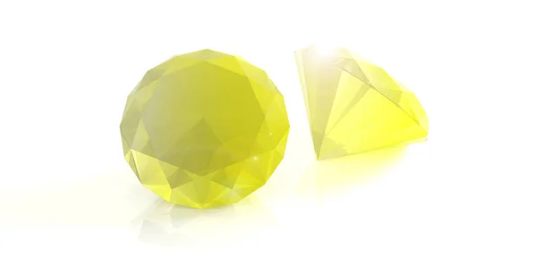 白い背景の上の黄色の宝石。3 d イラストレーション — ストック写真