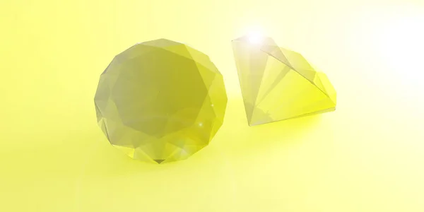 黄色の背景に黄色のダイヤモンド。3 d イラストレーション — ストック写真