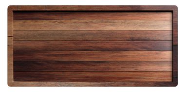 Beyaz arka plan üzerinde ahşap işareti. 3D çizim