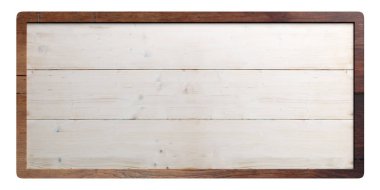 Beyaz arka plan üzerinde ahşap işareti. 3D çizim