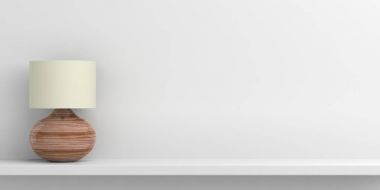 Masa lambası beyaz arka plan üzerinde. 3D çizim