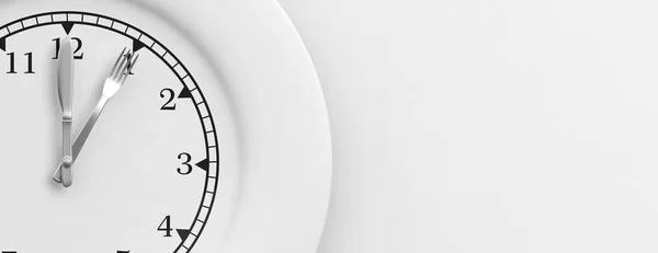 Γεύμα ώρα έννοια σε άσπρο φόντο. 3D απεικόνιση — Φωτογραφία Αρχείου