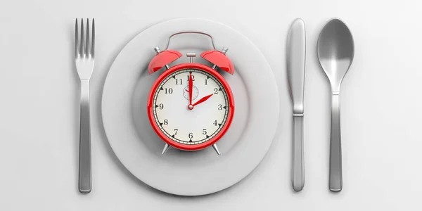 Lunch tid koncept på vit bakgrund. 3D illustration — Stockfoto