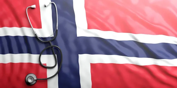 Stetoskop w Norwegii flaga, 3d ilustracja — Zdjęcie stockowe