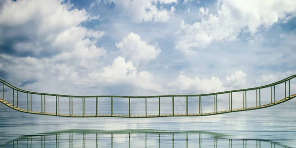 Міст на синьому морі та фоні неба. 3d ілюстрація — стокове фото