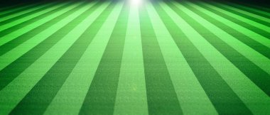 Futbol alan çim arka plan aydınlatılmış. 3D çizim