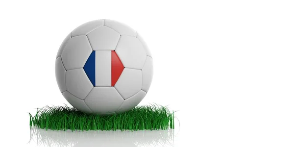 Bandera de Francia y fútbol, fondo blanco. ilustración 3d — Foto de Stock