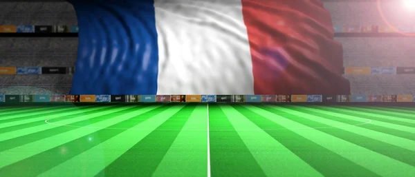 France flag in an illuminated football field. 3d illustration — Stock Photo, Image