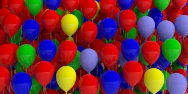 Renkli balonların arka planı. 3d illüstrasyon