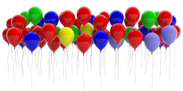 Kleurrijke ballonnen op witte achtergrond. 3D illustratie — Stockfoto