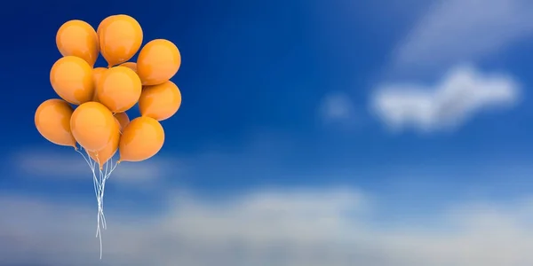 Помаранчеві кульки на фоні блакитного неба. 3d ілюстрація — стокове фото
