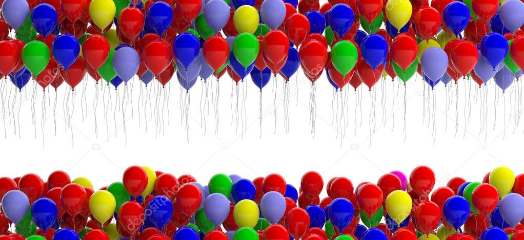 Colorful balloons on white background. 3d illustration