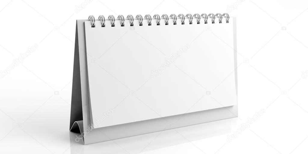 Blank desk calendar on white background. 3d illustration