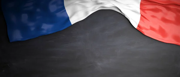 Francia bandiera posto su sfondo lavagna con copyspace. Illustrazione 3d — Foto Stock