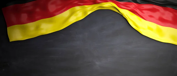 Bandera de Alemania colocada sobre fondo pizarra con copyspace. ilustración 3d — Foto de Stock