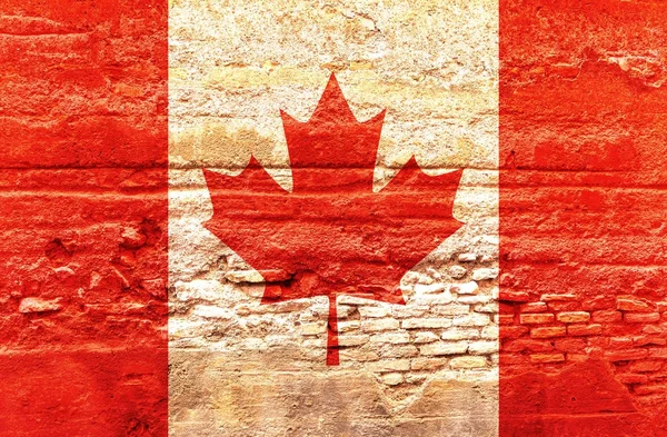 Canada vlag geschilderd op een bakstenen muur. 3D illustratie — Stockfoto