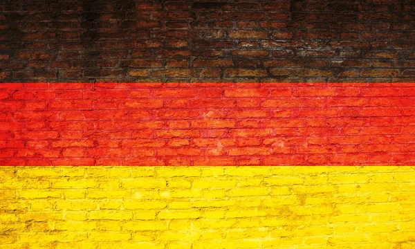 Deutschland-Fahne an eine Ziegelwand gemalt. 3D-Illustration — Stockfoto