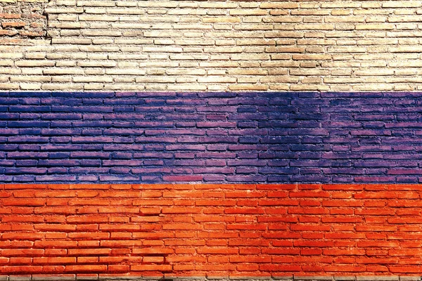 Российский флаг, нарисованный на кирпичной стене. 3d иллюстрация — стоковое фото