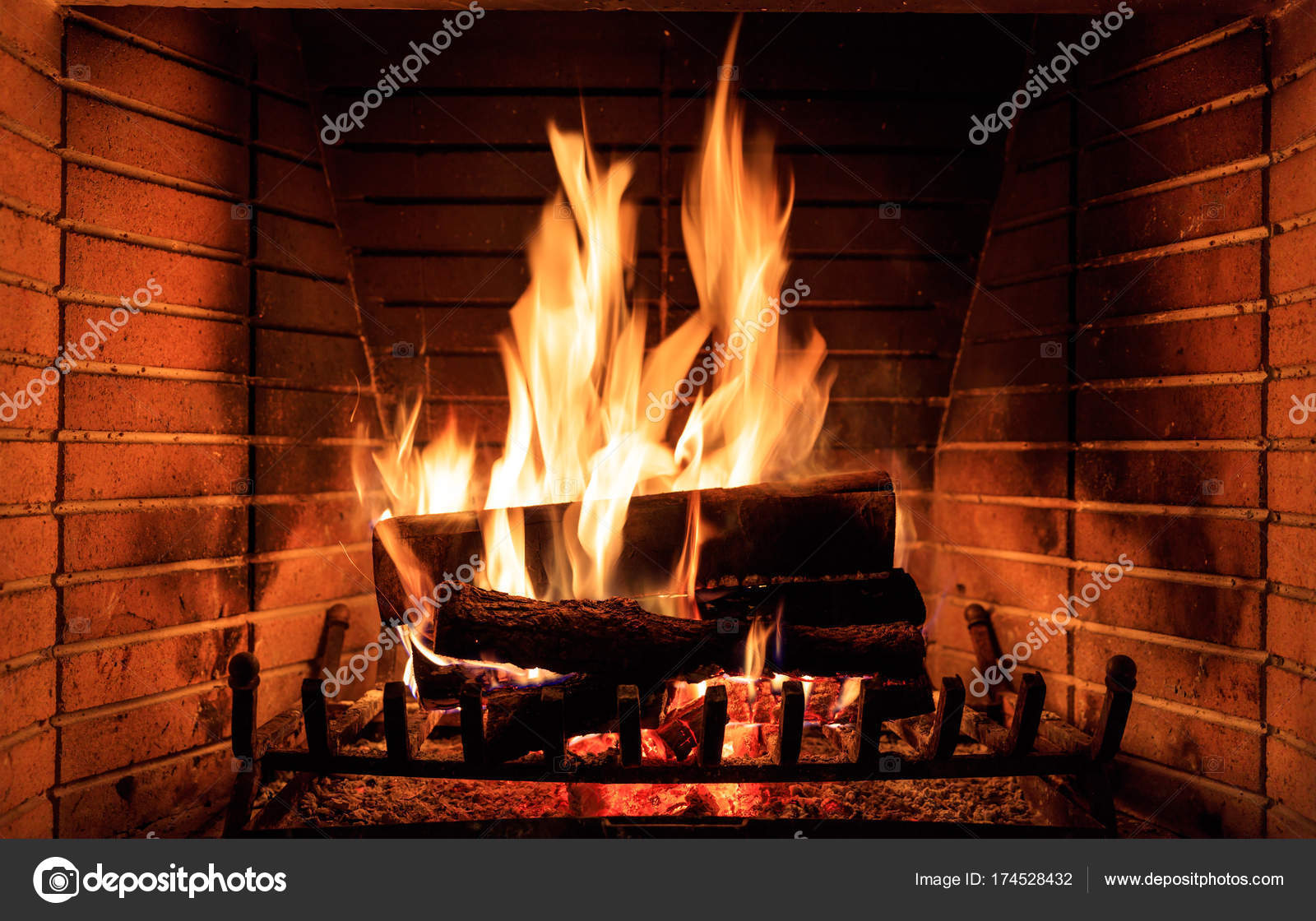 Logs Burning In A Fireplace Stock Photo C Gioiak2 174528432