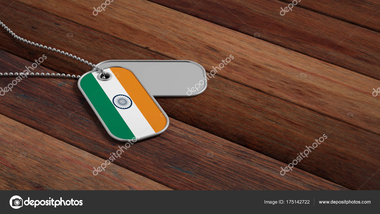 India Army Concept India Flag Identification Tags On Wooden