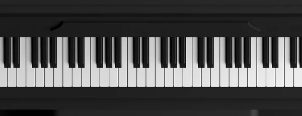 Piano keys top view, banner. 3d illustration — Stock Photo, Image