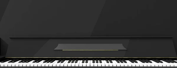 Teclas de piano vista frontal, banner. ilustração 3d — Fotografia de Stock