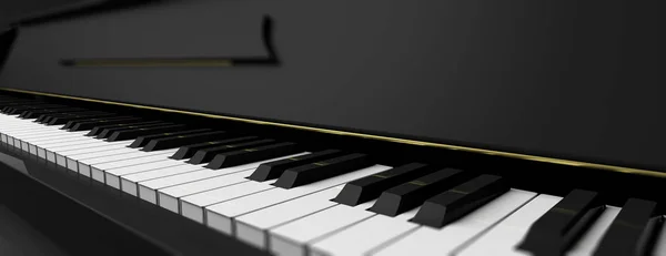 Piano keys on black piano. 3d illustration — Stock Photo, Image